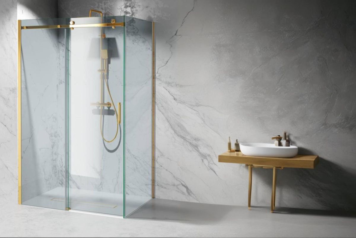 Kabina prysznicowa transparentna złota